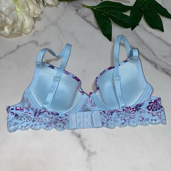 Adore Me Light Blue Floral Print Wire Bra 34B - Picture 2 of 9